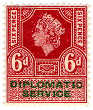 (01) 6d Claret & Green (1964)