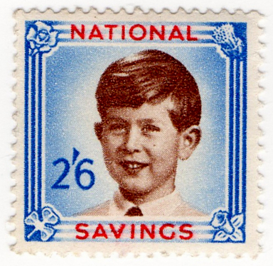 (23) 2/6d Blue, Carmine & Brown [Prince Charles] (1954)