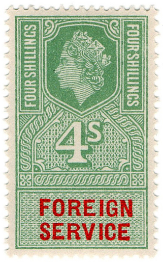 (23) 4/- Green & Vermillion (1959)