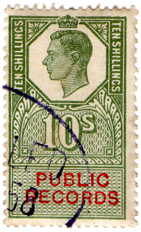 (40) 10/- Green & Vermillion (1947)