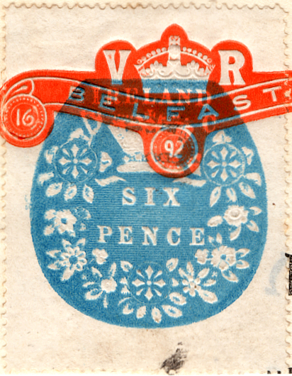 (02) 6d Blue (Belfast)