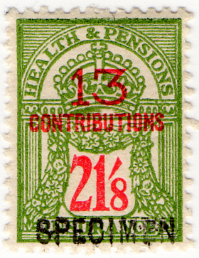 (un) 21/8d Green & Scarlet (1945)
