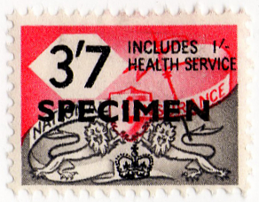 (un) 3/7d Carmine & Grey (1957)