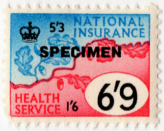 (un) 6/9d Cyan & Carmine (1960)