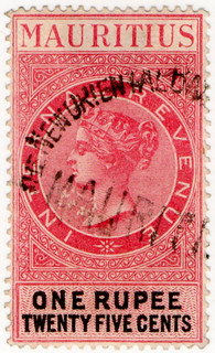 (37) 1R 25c Red & Black (1879)