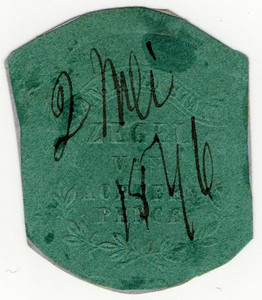 (18) 18d Embossed on Green Paper (1856)